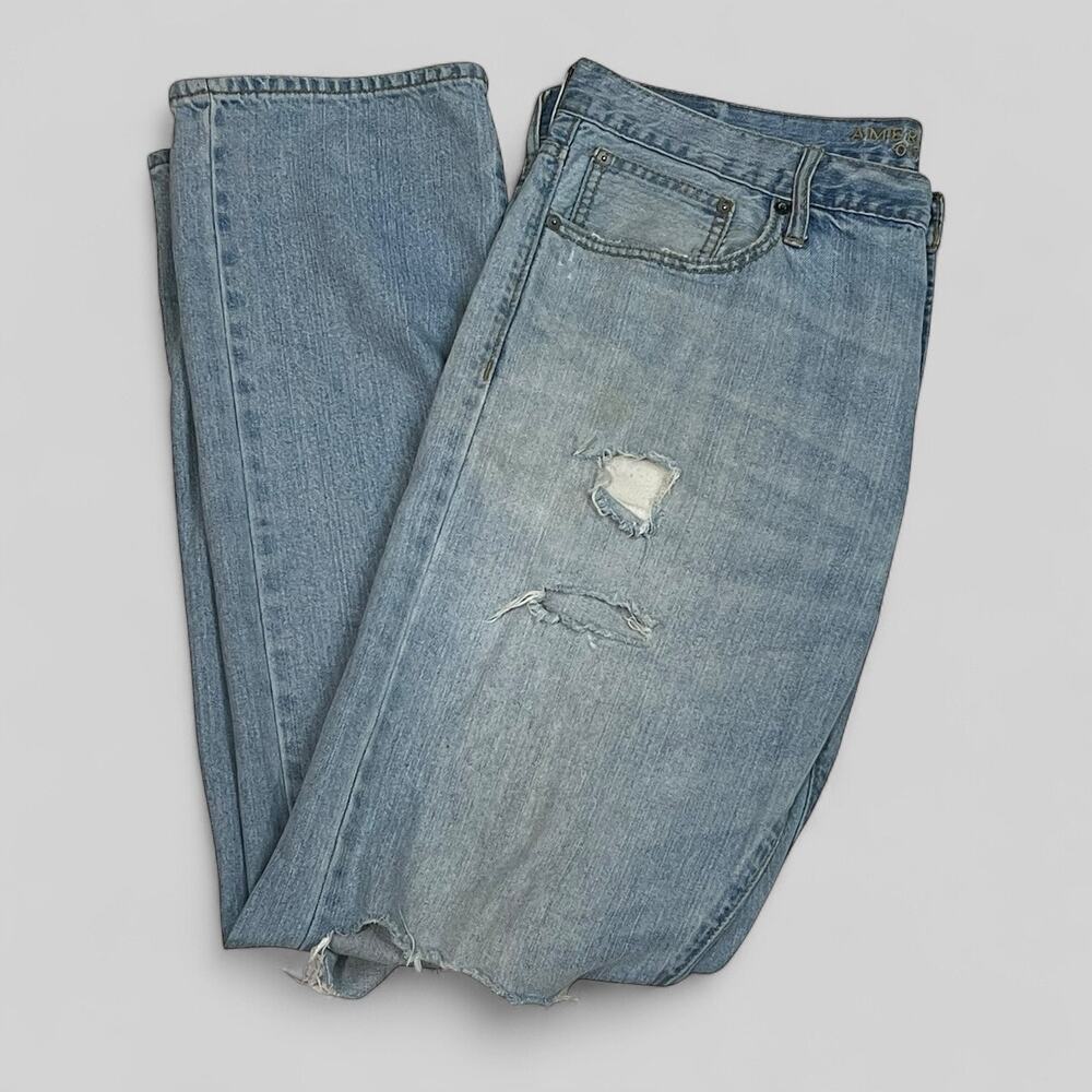 American Eagle Outfitters Men’s 36x34 Distressed Light Jeans Relaxed Straight